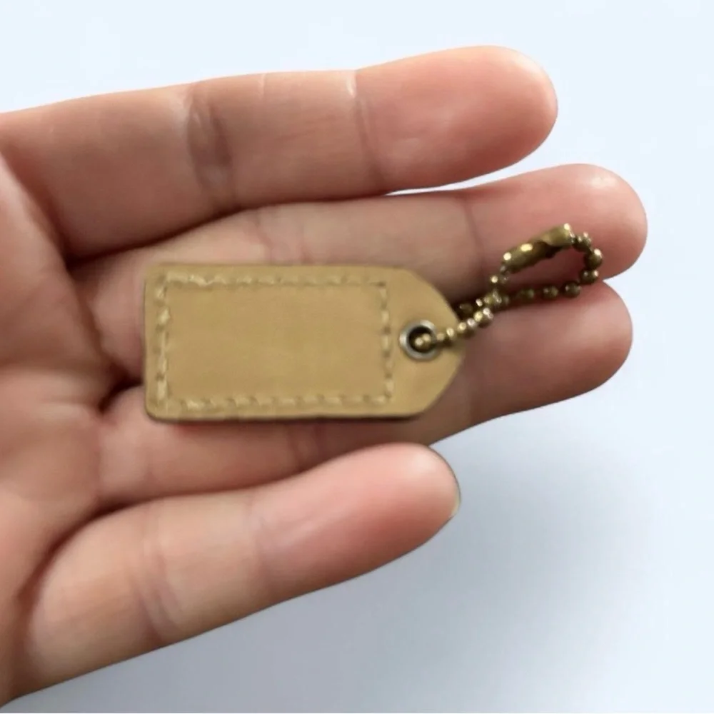 Coach Tan Leather Bag Tag Keychain